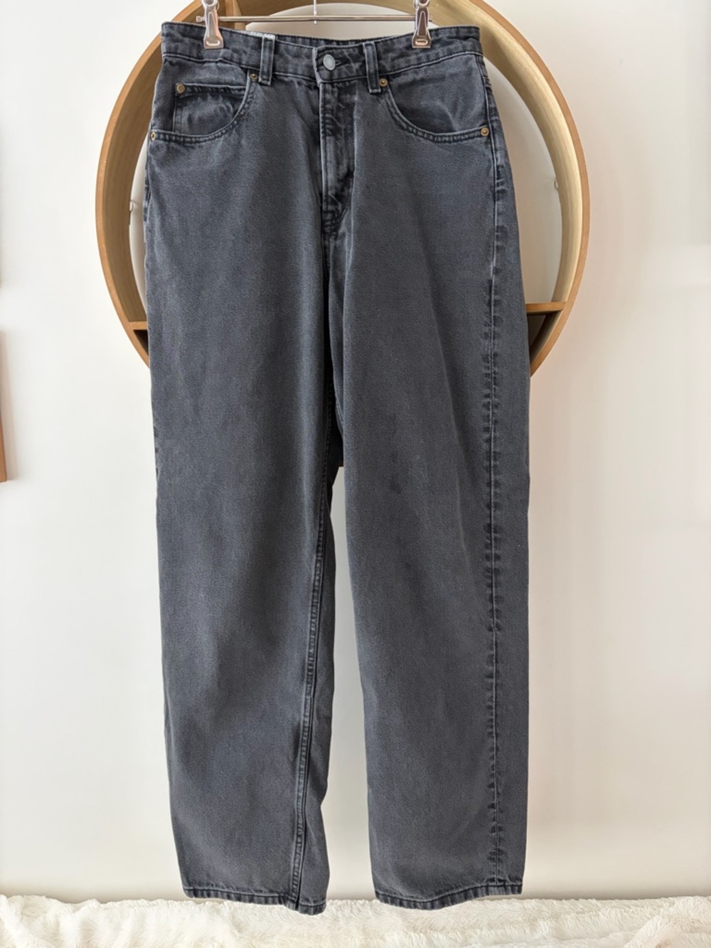 H&M Washed Charcoal Straight-Leg Jeans